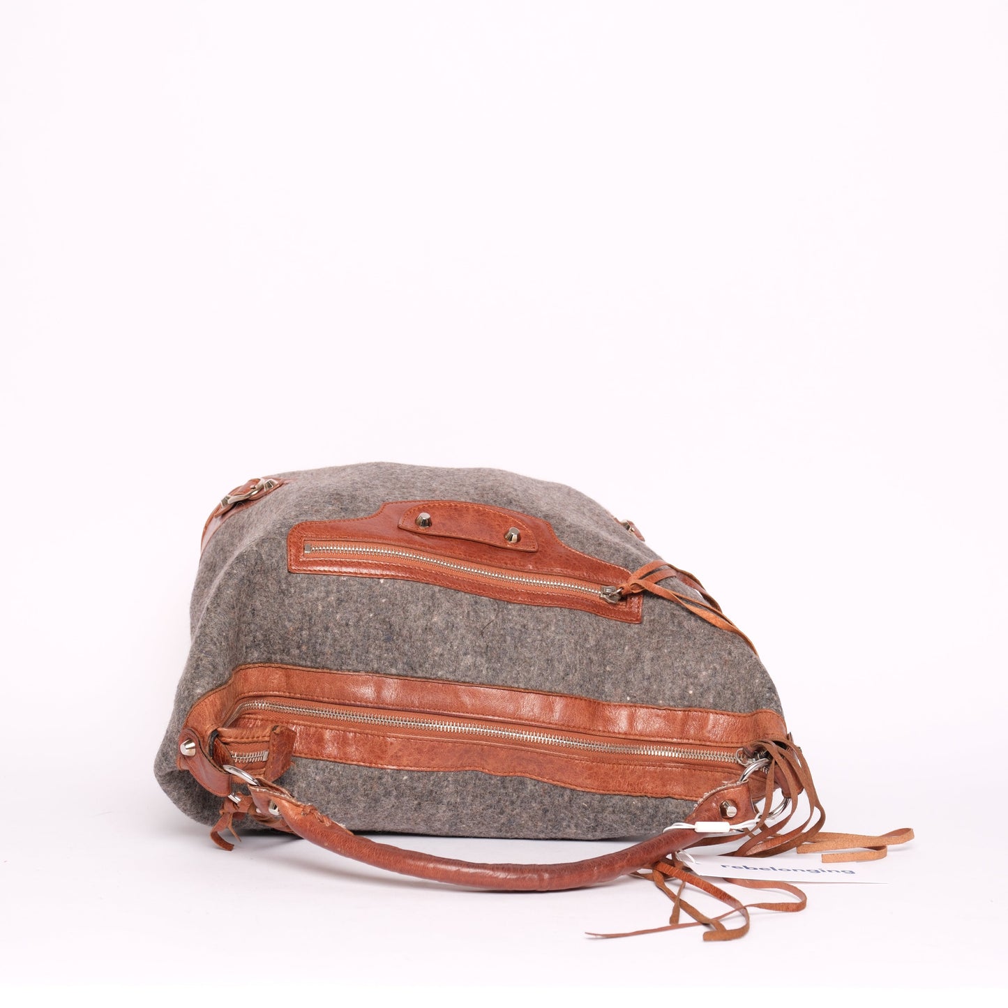 Balenciaga Gray Wool & Leather Day City Bag