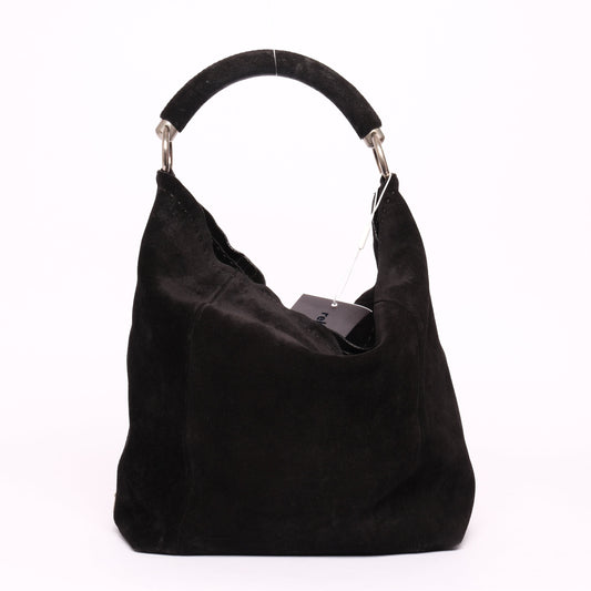 Prada Black Suede Hobo Top Handle Bag