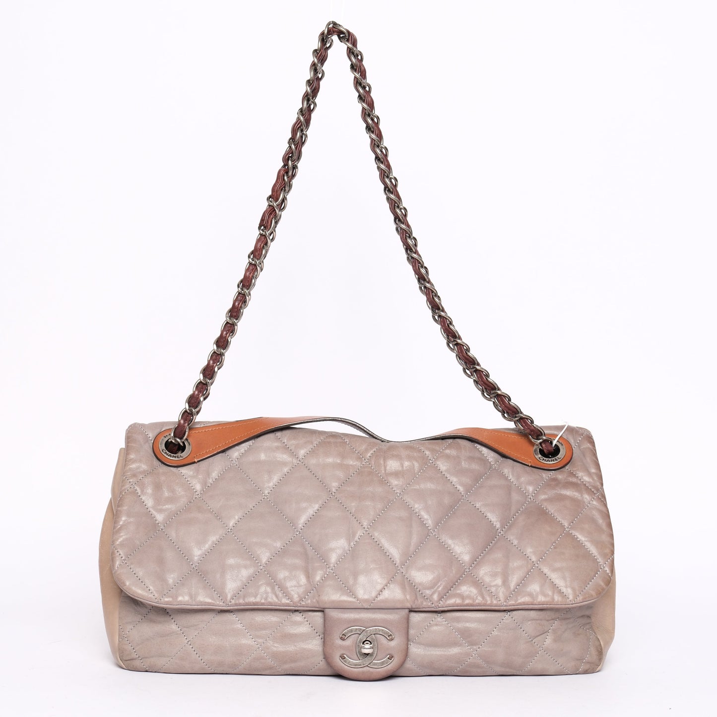 Chanel Jumbo Gray & Brown ‘In The Mix’ Matelasse 2-Way Maxi Flap