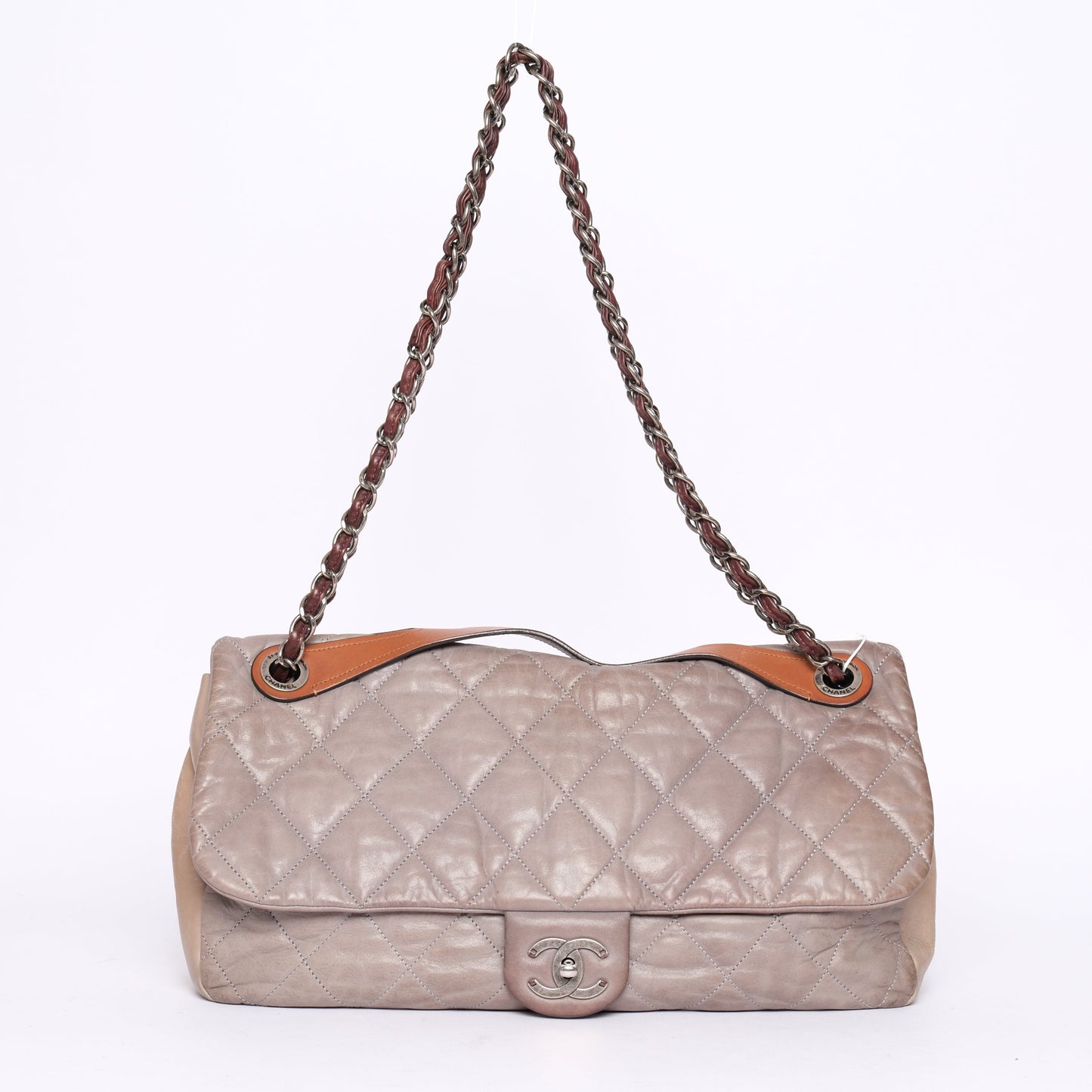 Chanel Jumbo Gray & Brown ‘In The Mix’ Matelasse 2-Way Maxi Flap
