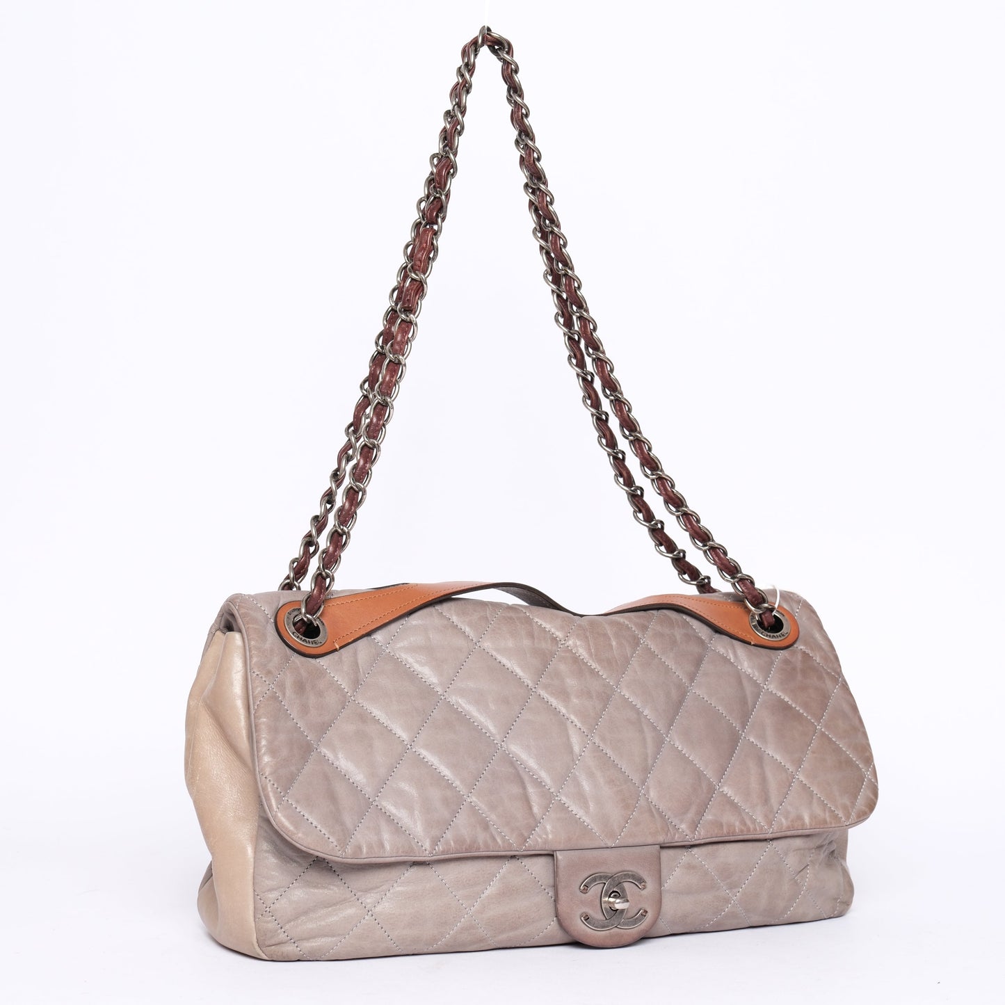 Chanel Jumbo Gray & Brown ‘In The Mix’ Matelasse 2-Way Maxi Flap