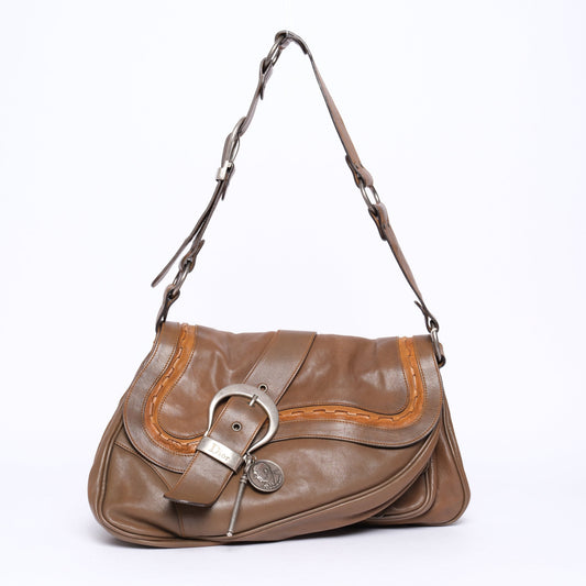 Christian Dior Brown Leather Gaucho Shoulder Bag