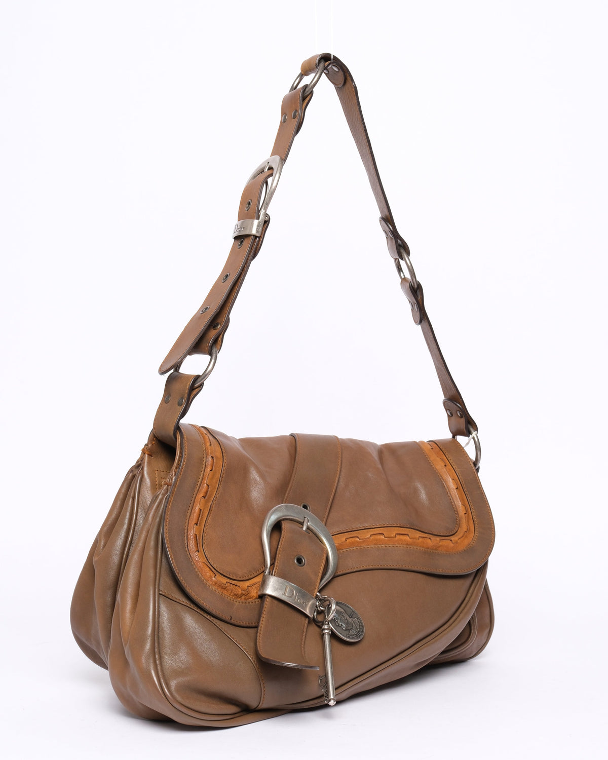 Christian Dior Brown Leather Gaucho Shoulder Bag
