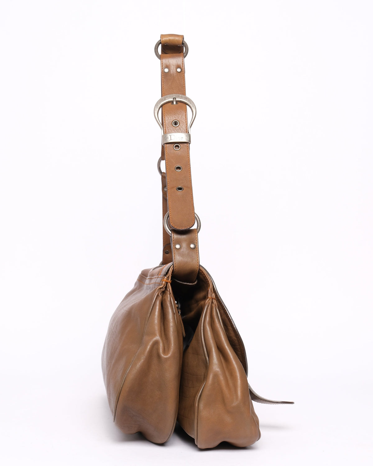 Christian Dior Brown Leather Gaucho Shoulder Bag