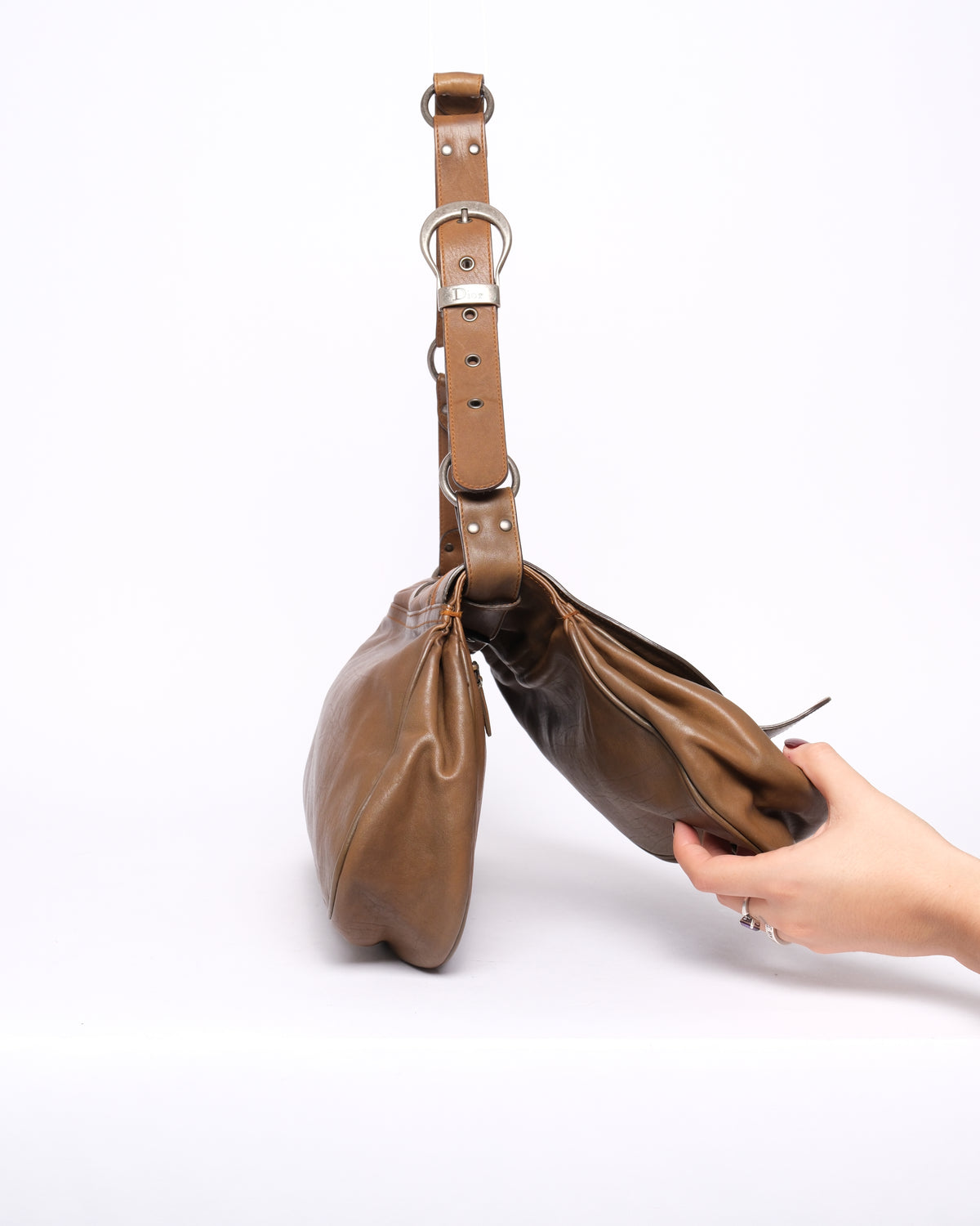 Christian Dior Brown Leather Gaucho Shoulder Bag