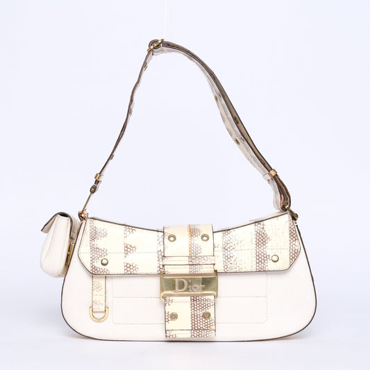 Christian Dior White Python Columbus Shoulder Bag