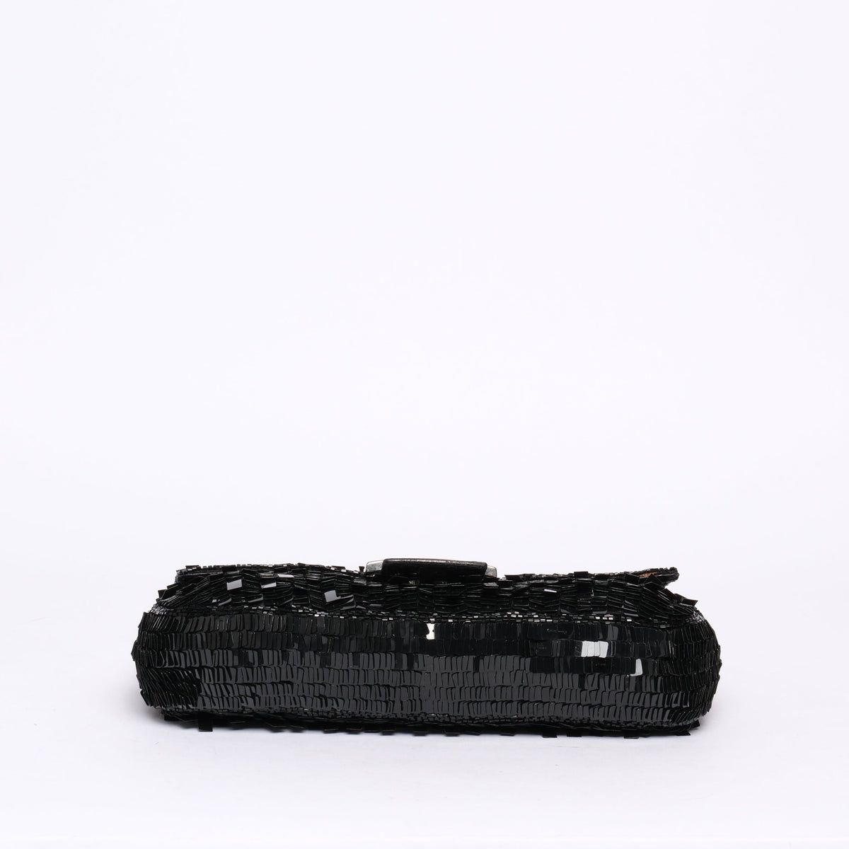 Fendi Black Sequin & Python Baguette Shoulder Bag