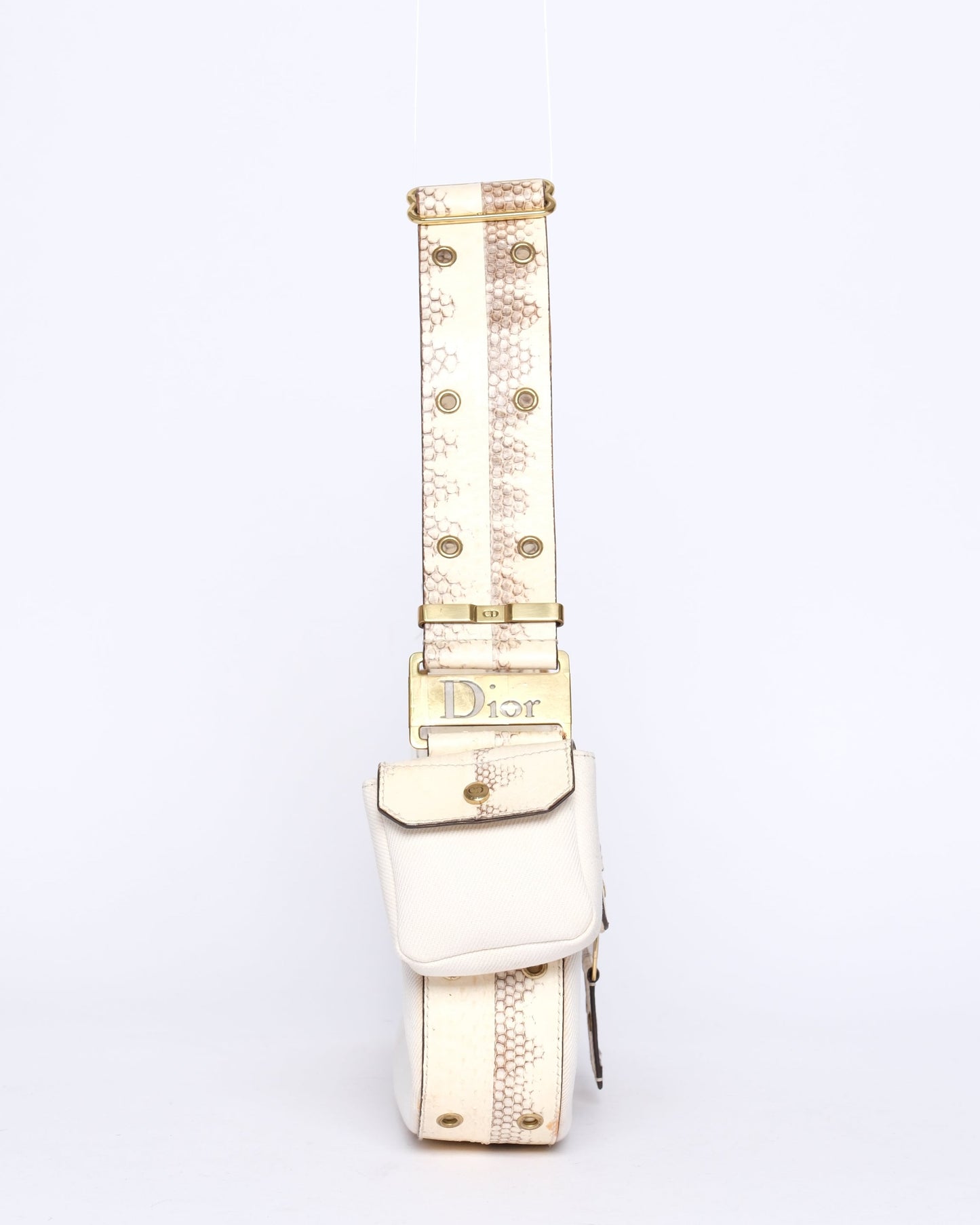 Christian Dior White Python Columbus Shoulder Bag