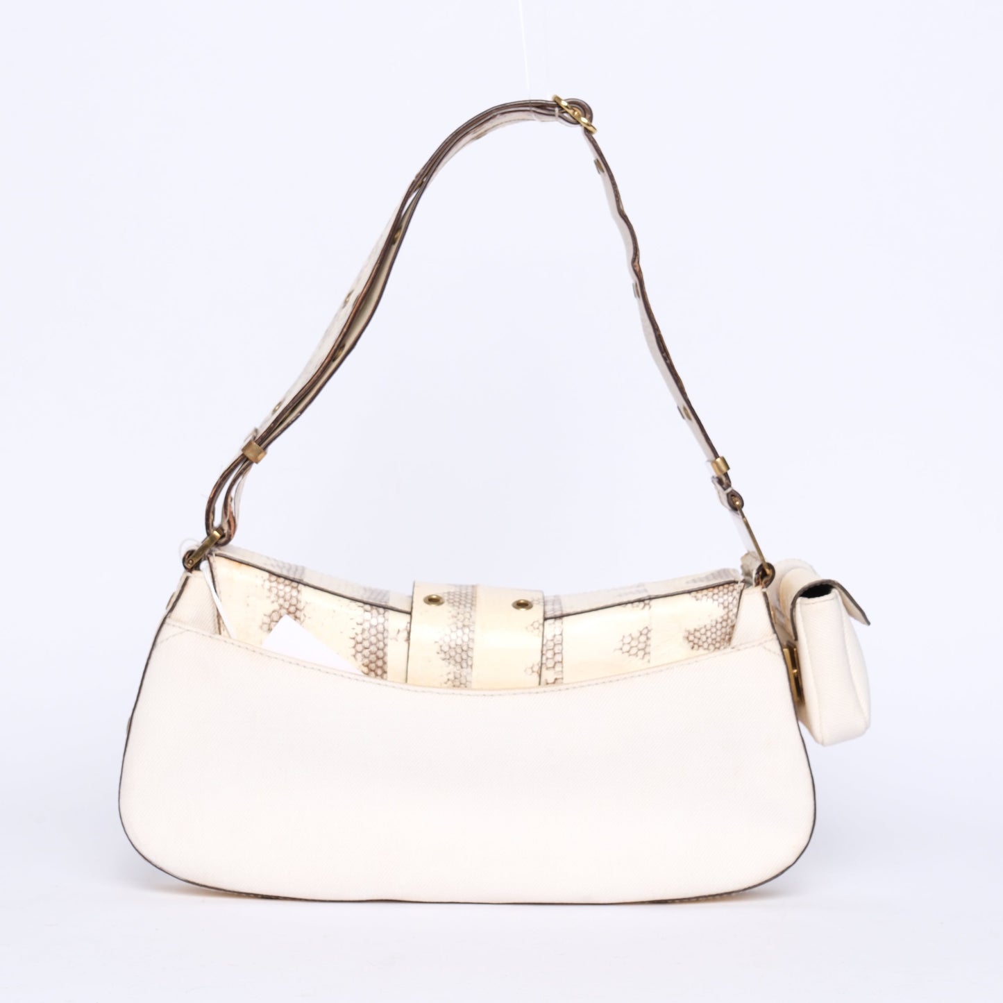 Christian Dior White Python Columbus Shoulder Bag