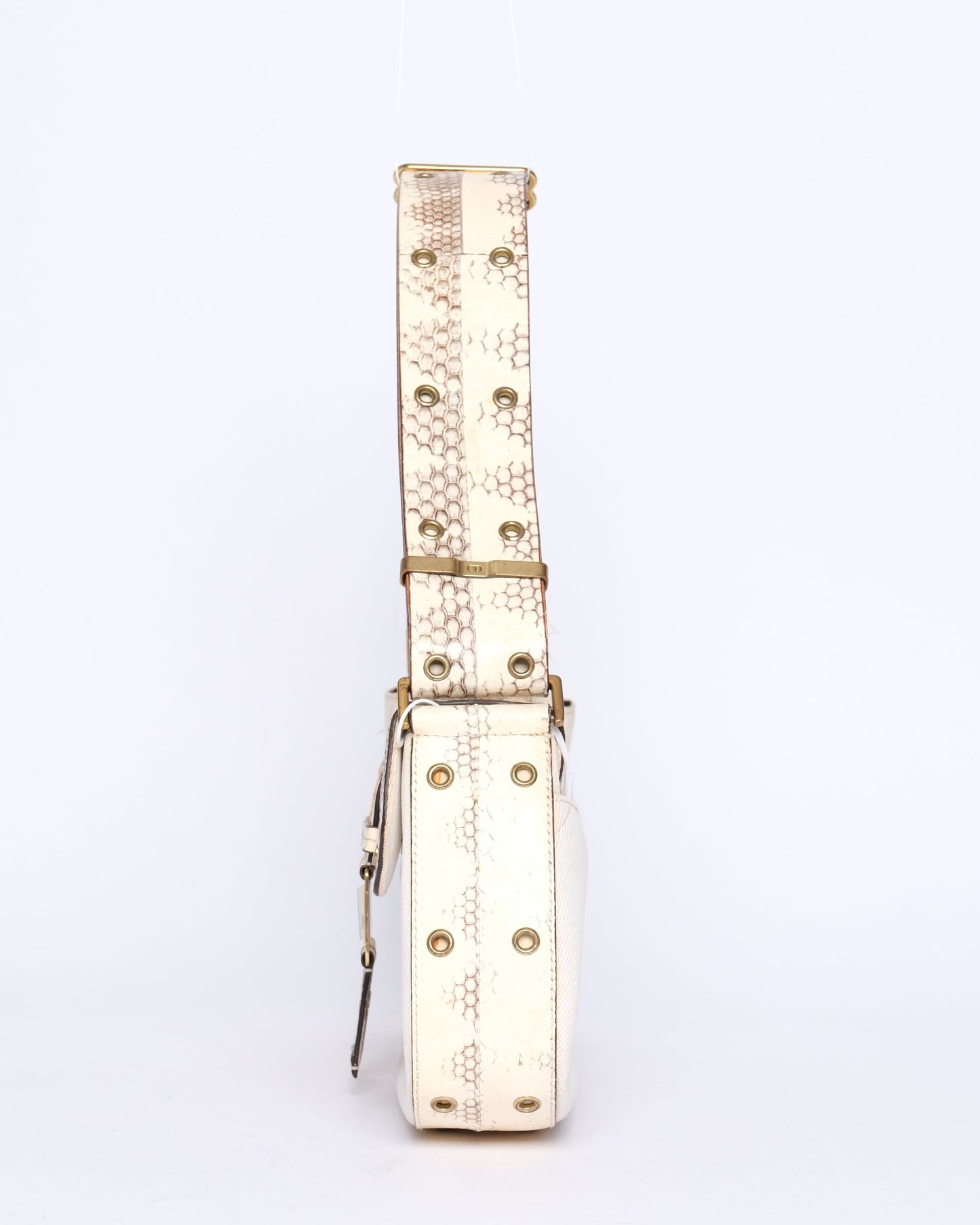 Christian Dior White Python Columbus Shoulder Bag