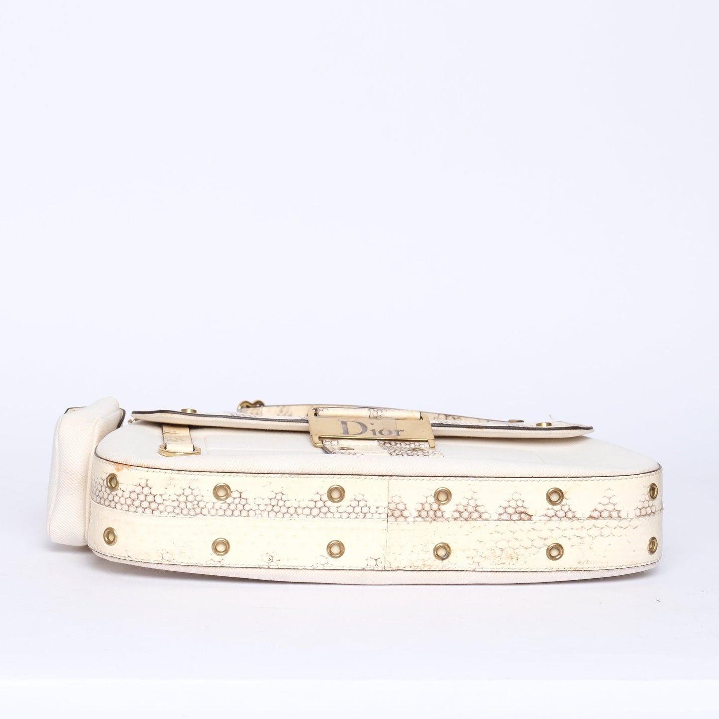 Christian Dior White Python Columbus Shoulder Bag
