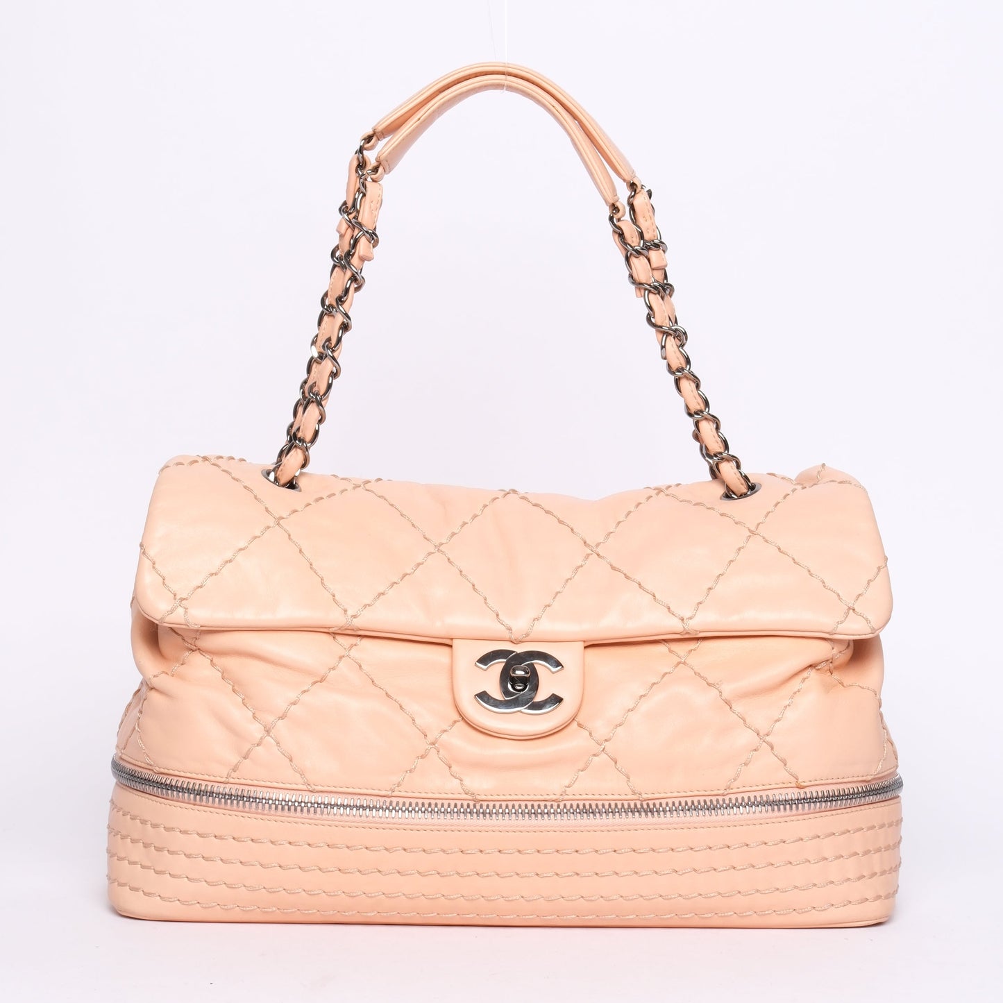 Chanel Pale Pink Quilted Calfskin Expandable Ligne Flap Bag