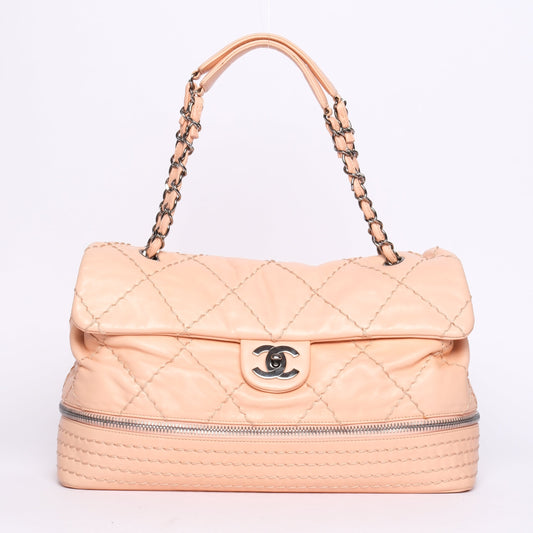 Chanel Pale Pink Quilted Calfskin Expandable Ligne Flap Bag