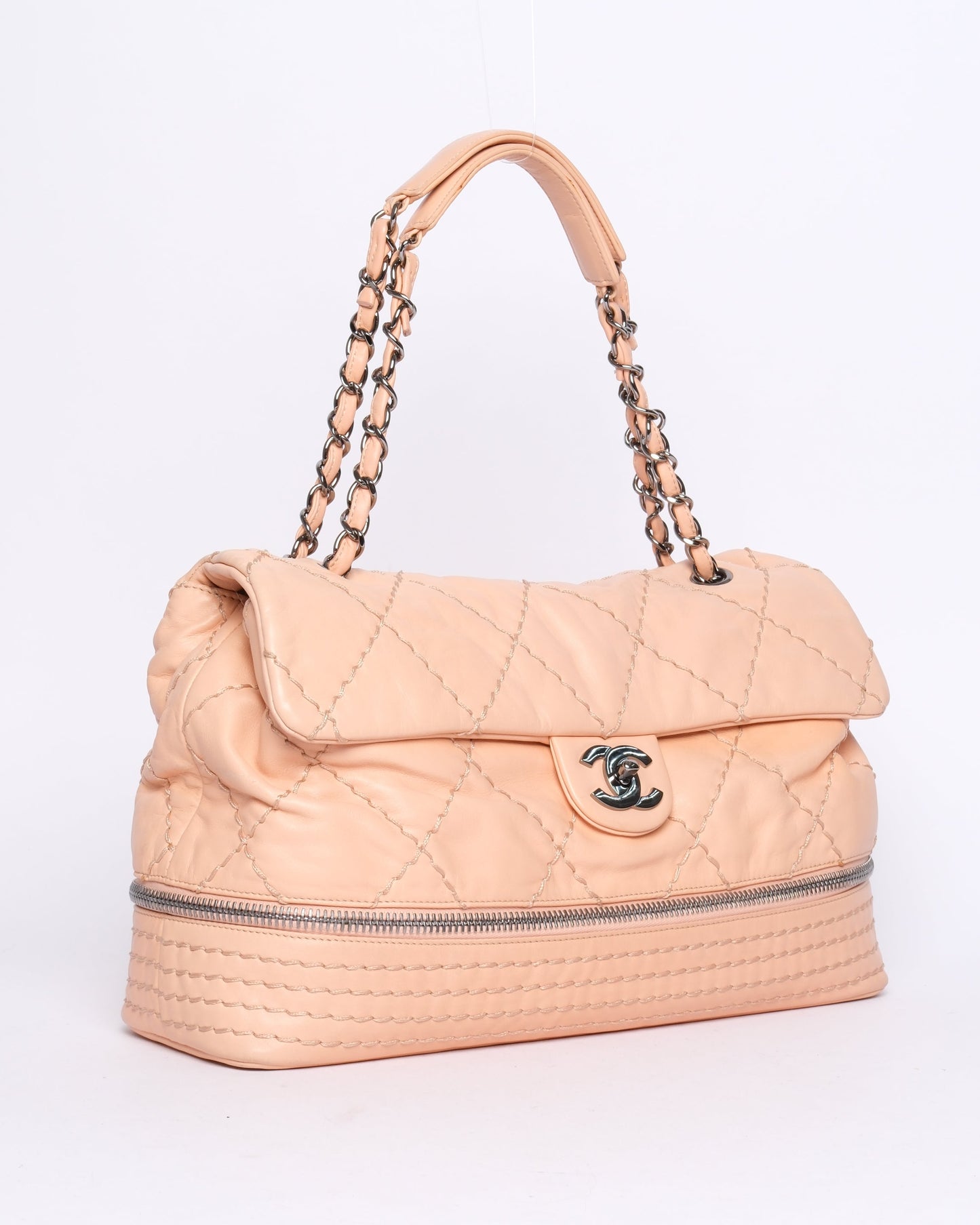 Chanel Pale Pink Quilted Calfskin Expandable Ligne Flap Bag