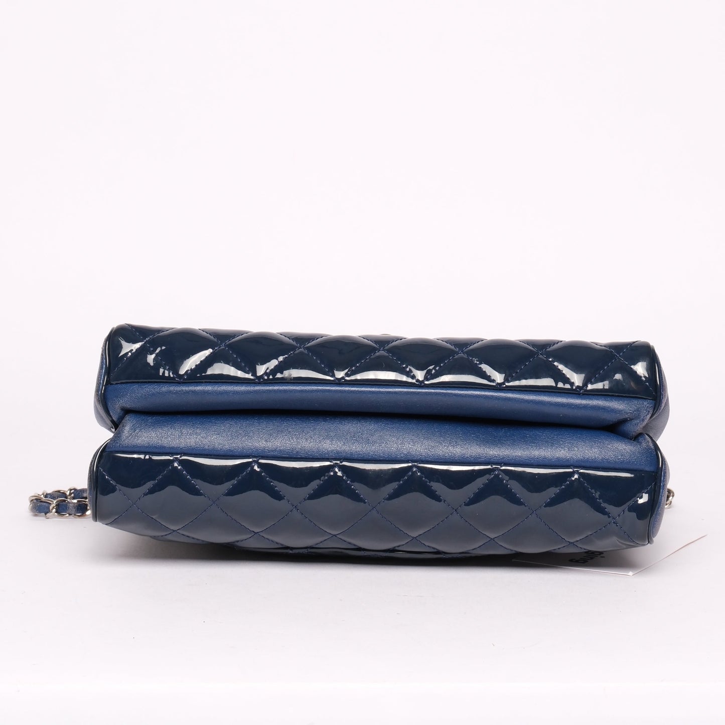 Chanel Blue Patent & Lambskin Leather Interwoven Chain Flap Shoulder Bag