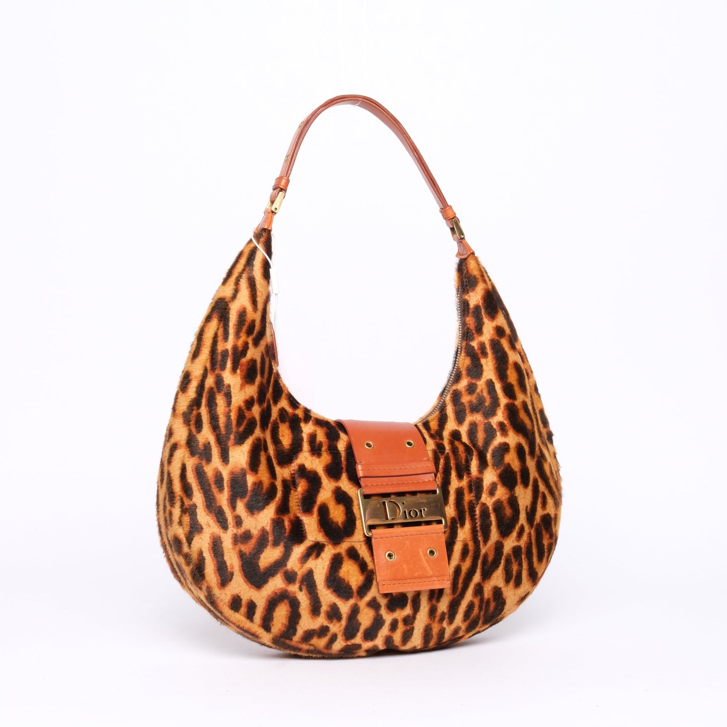 Christian Dior Brown Ponyhair & Leather Croissant Hobo Bag