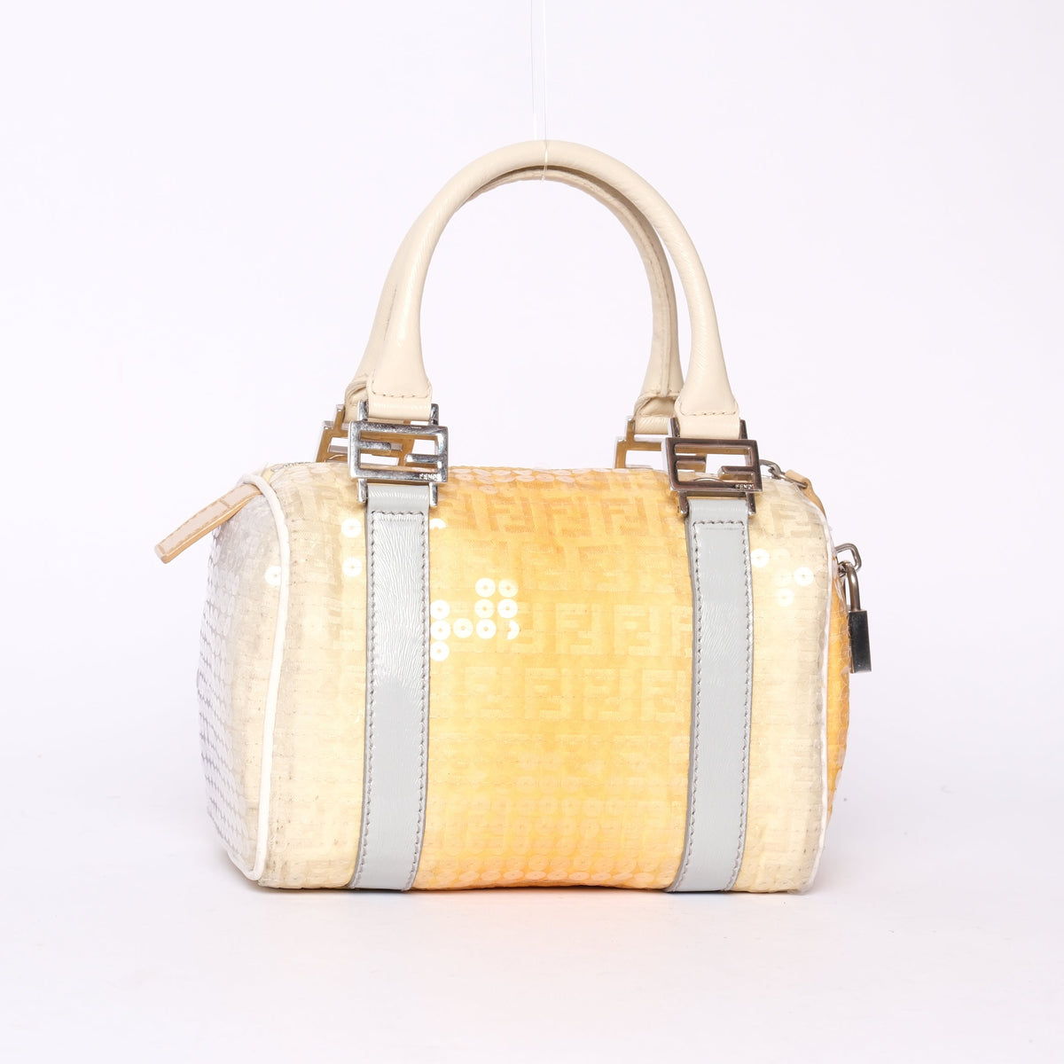 Fendi Yellow Ombre Sequin Mini Boston Bag SHW
