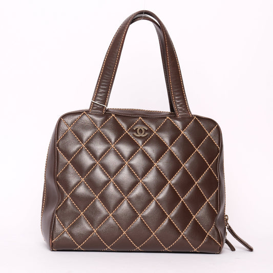 Chanel Brown Leather Wildstitch Tote Bag