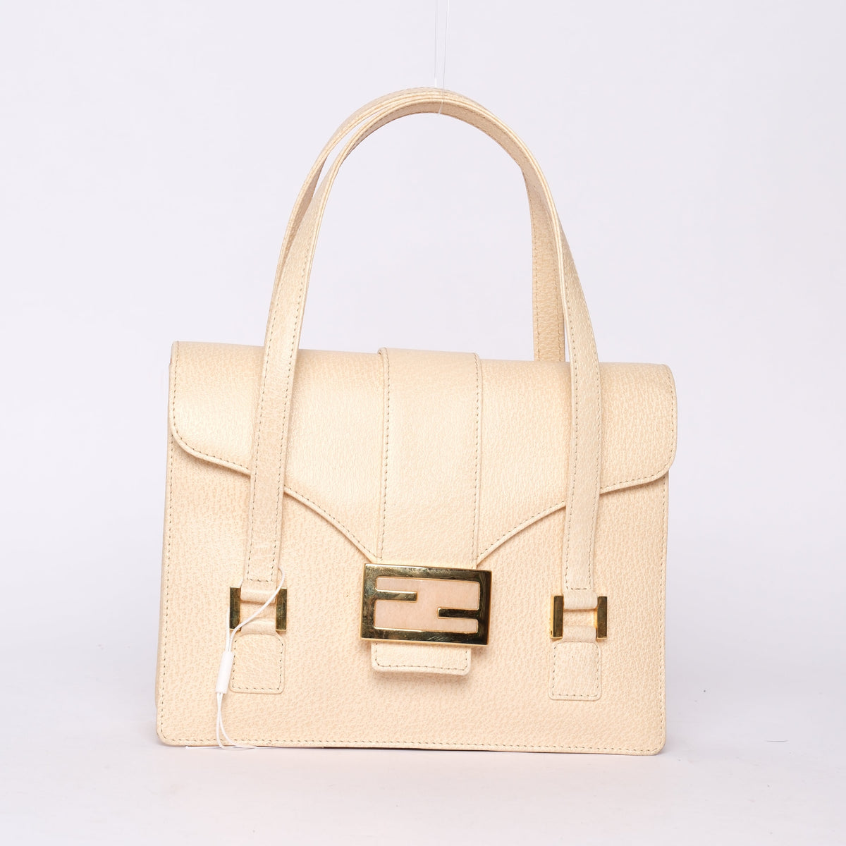 Fendi Beige Stone Hardware Top Handle Bag