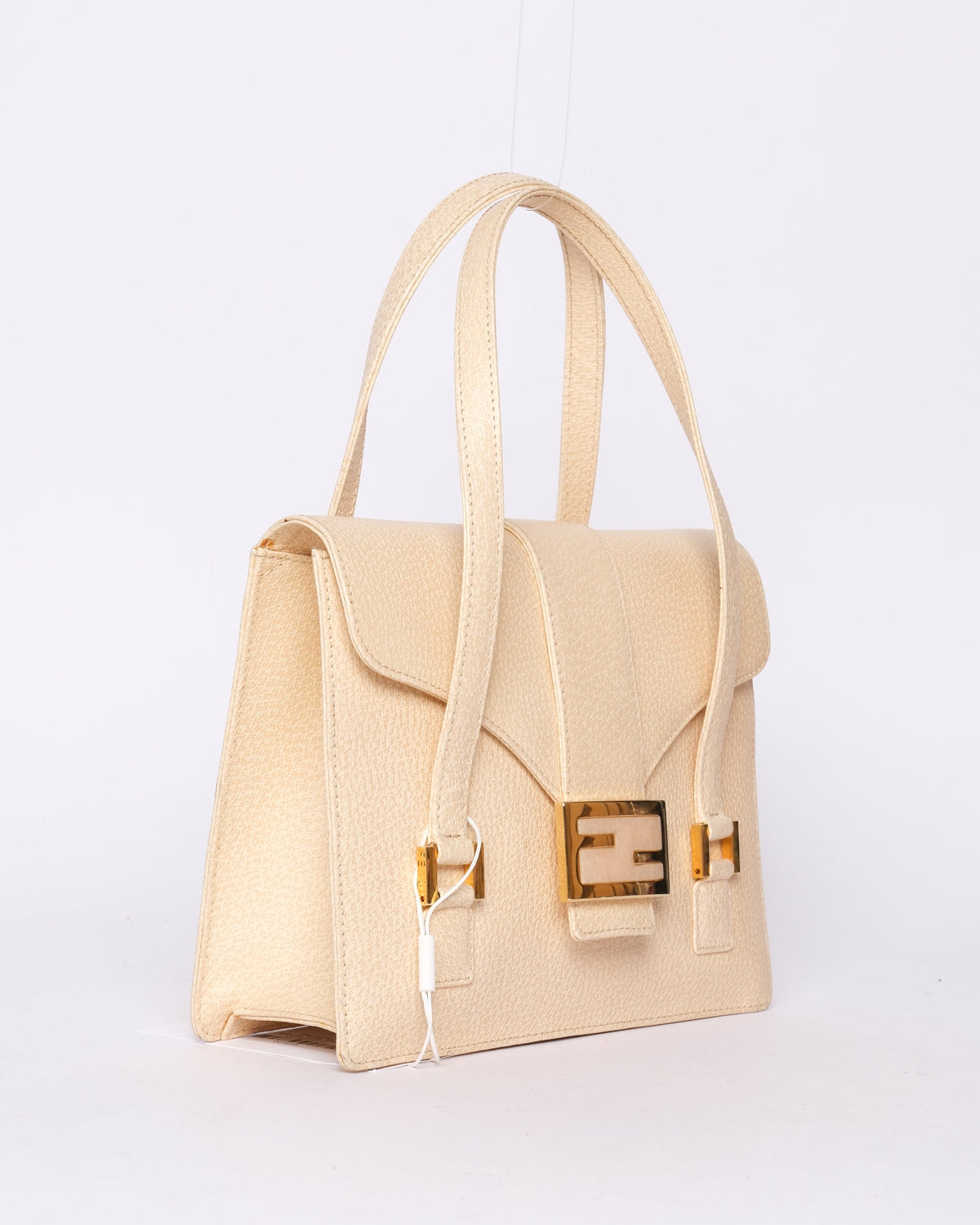 Fendi Beige Stone Hardware Top Handle Bag