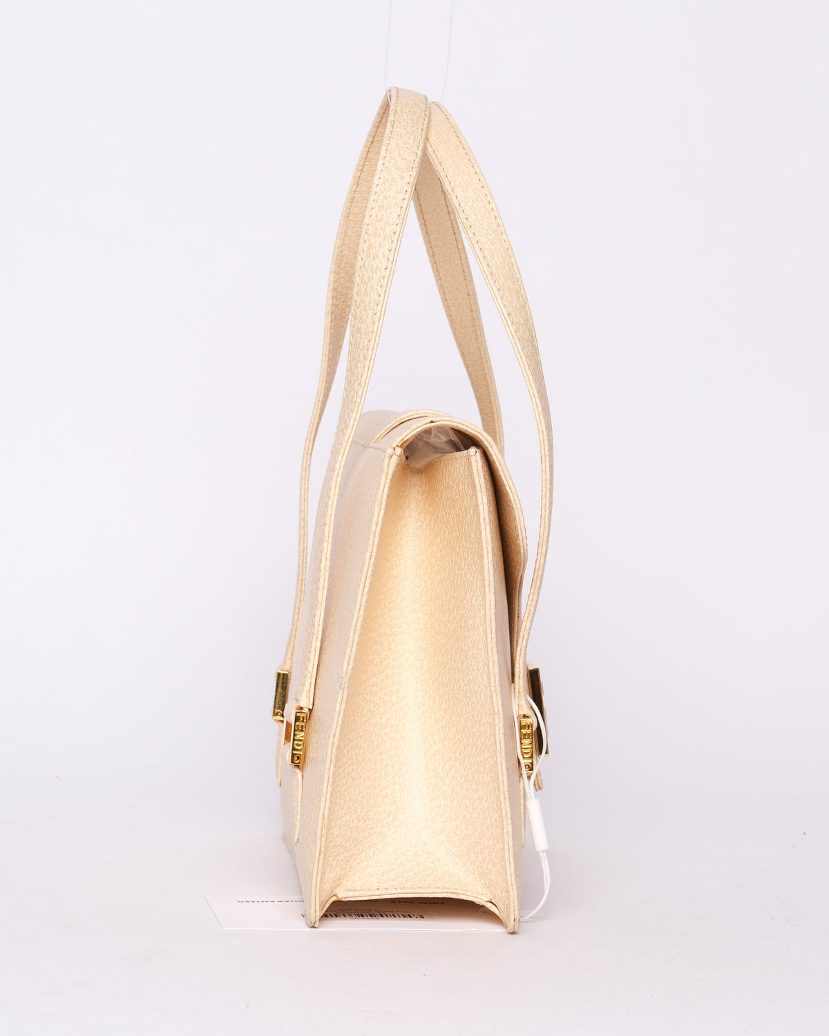 Fendi Beige Stone Hardware Top Handle Bag