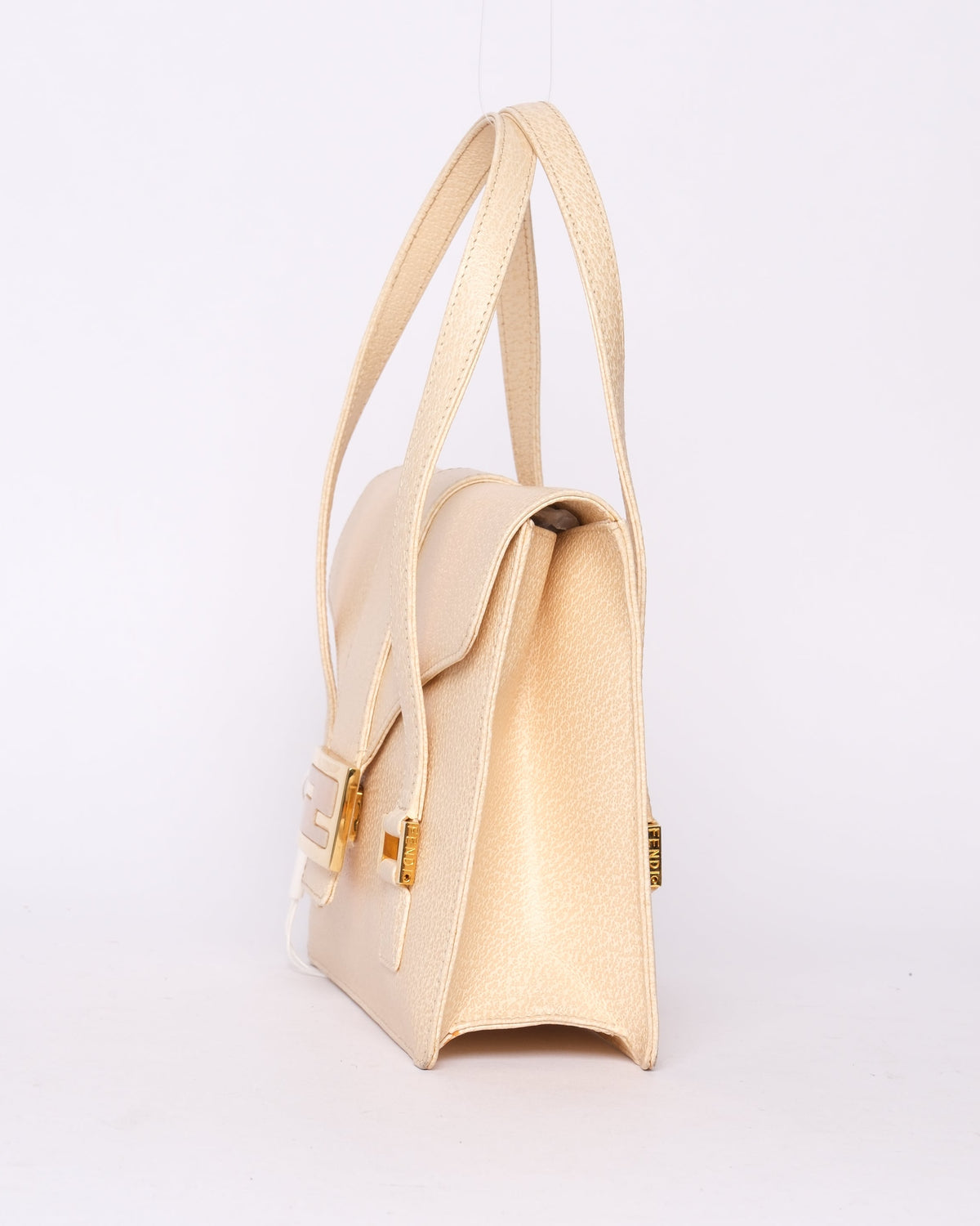 Fendi Beige Stone Hardware Top Handle Bag