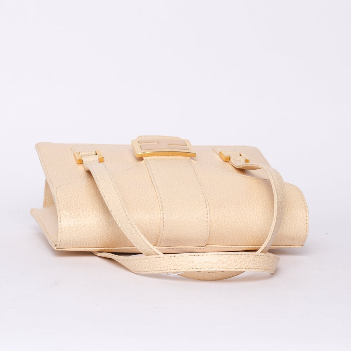 Fendi Beige Stone Hardware Top Handle Bag