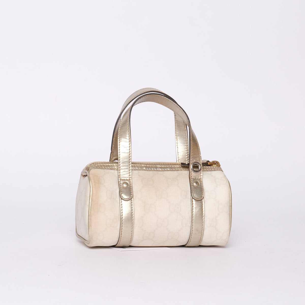 Gucci Mini Joy White Canvas Boston Bag