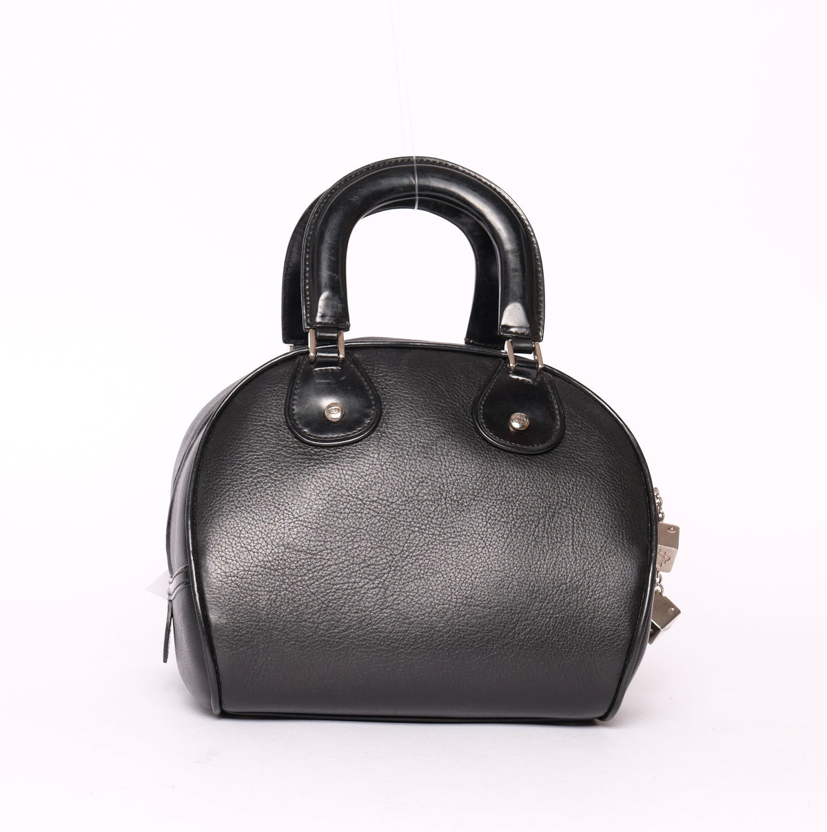 Christian Dior Black Leather Small Dice Gambler Boston Bag