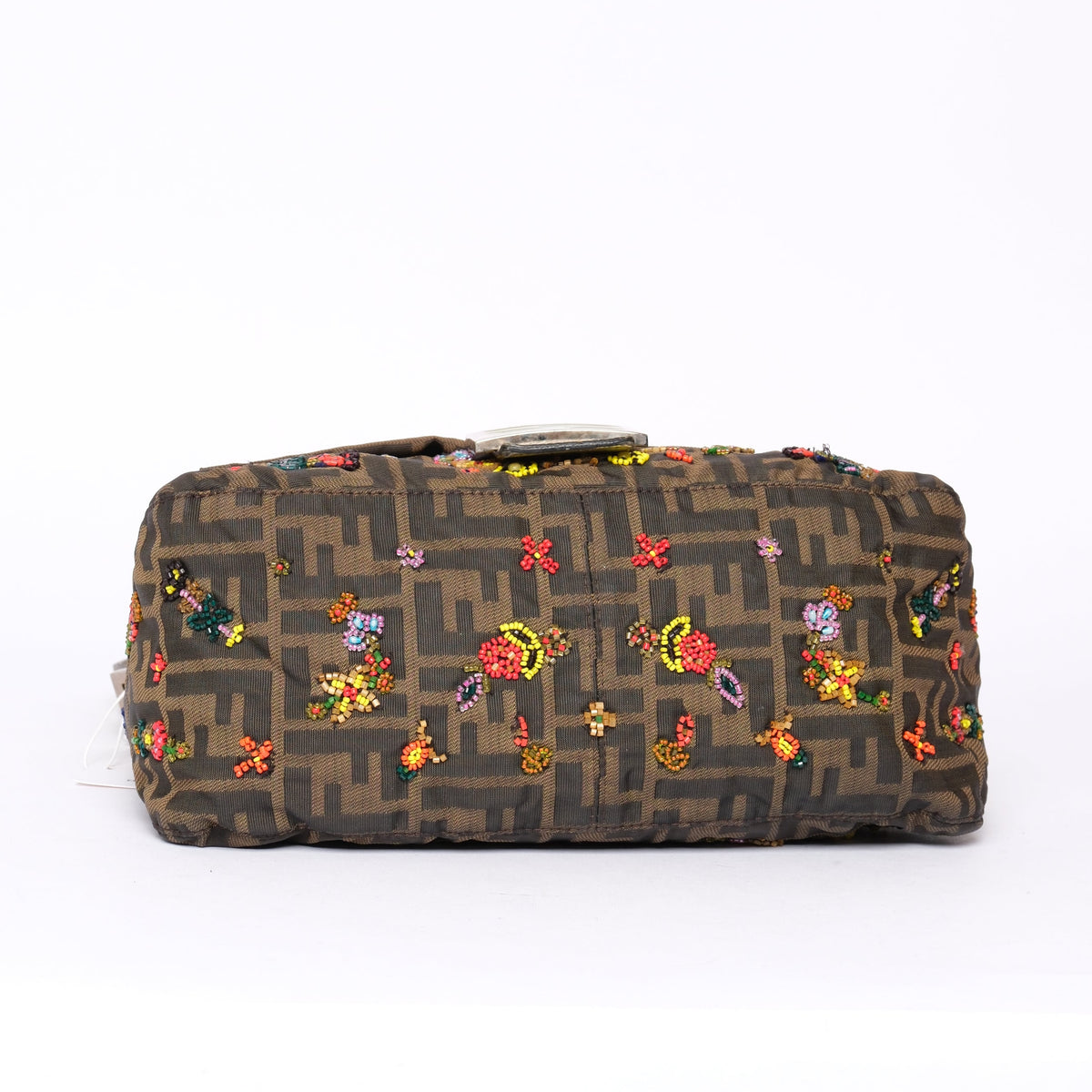 Fendi Zucca Beaded Mama Baguette w/ Green Lizard Trim