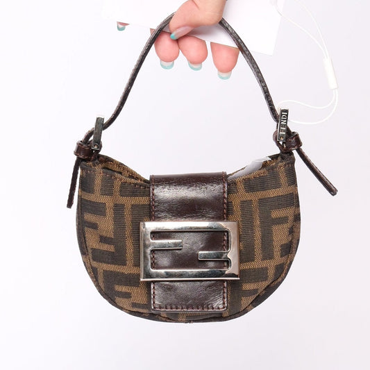 Fendi Brown Zucca Monogram Mini Croissant Bag