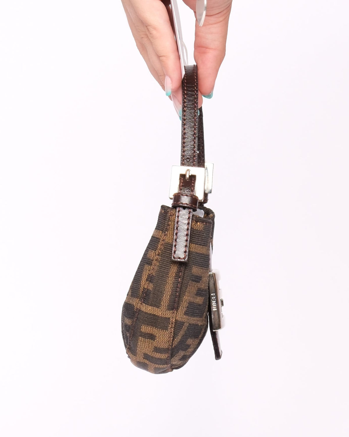 Fendi Brown Zucca Monogram Mini Croissant Bag