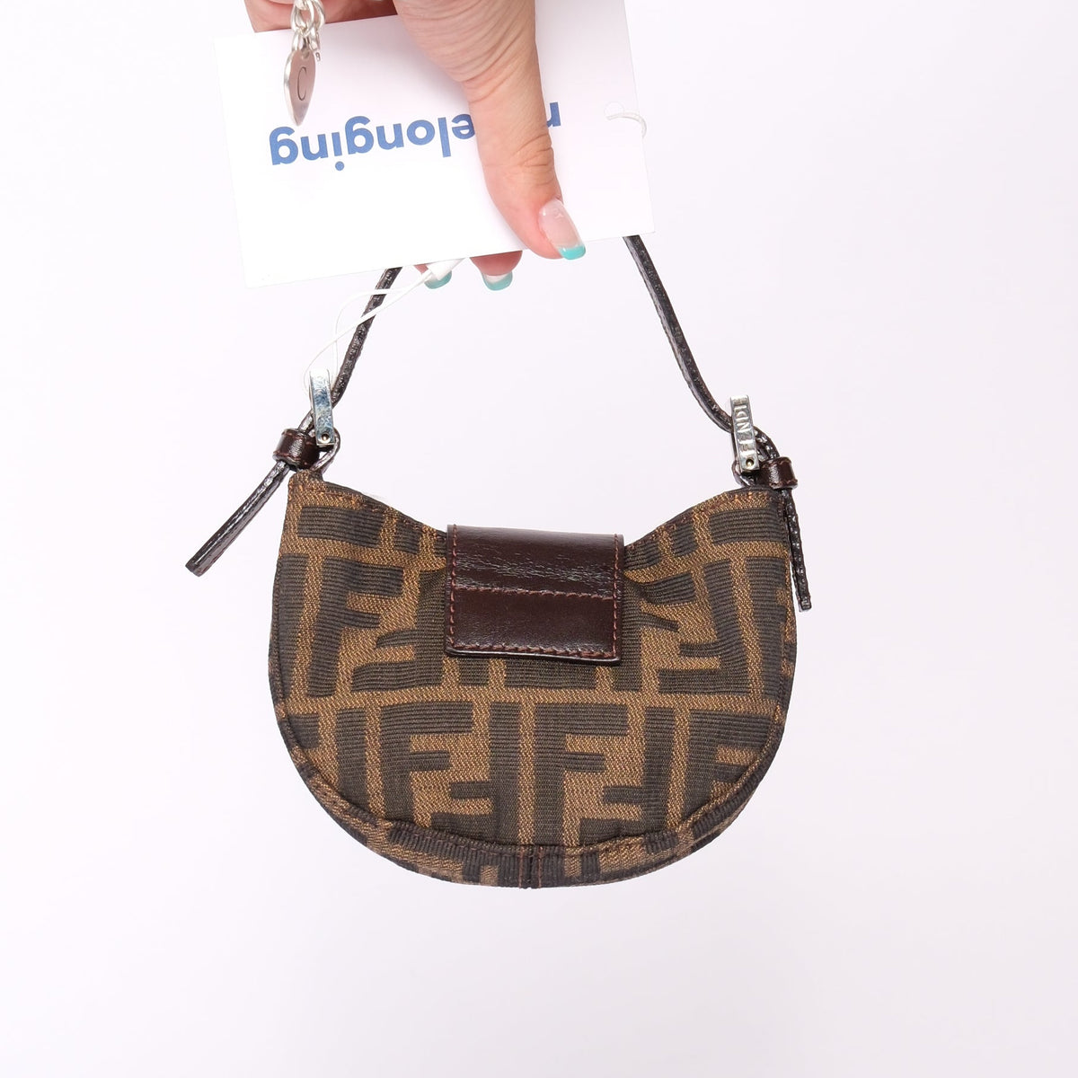 Fendi Brown Zucca Monogram Mini Croissant Bag