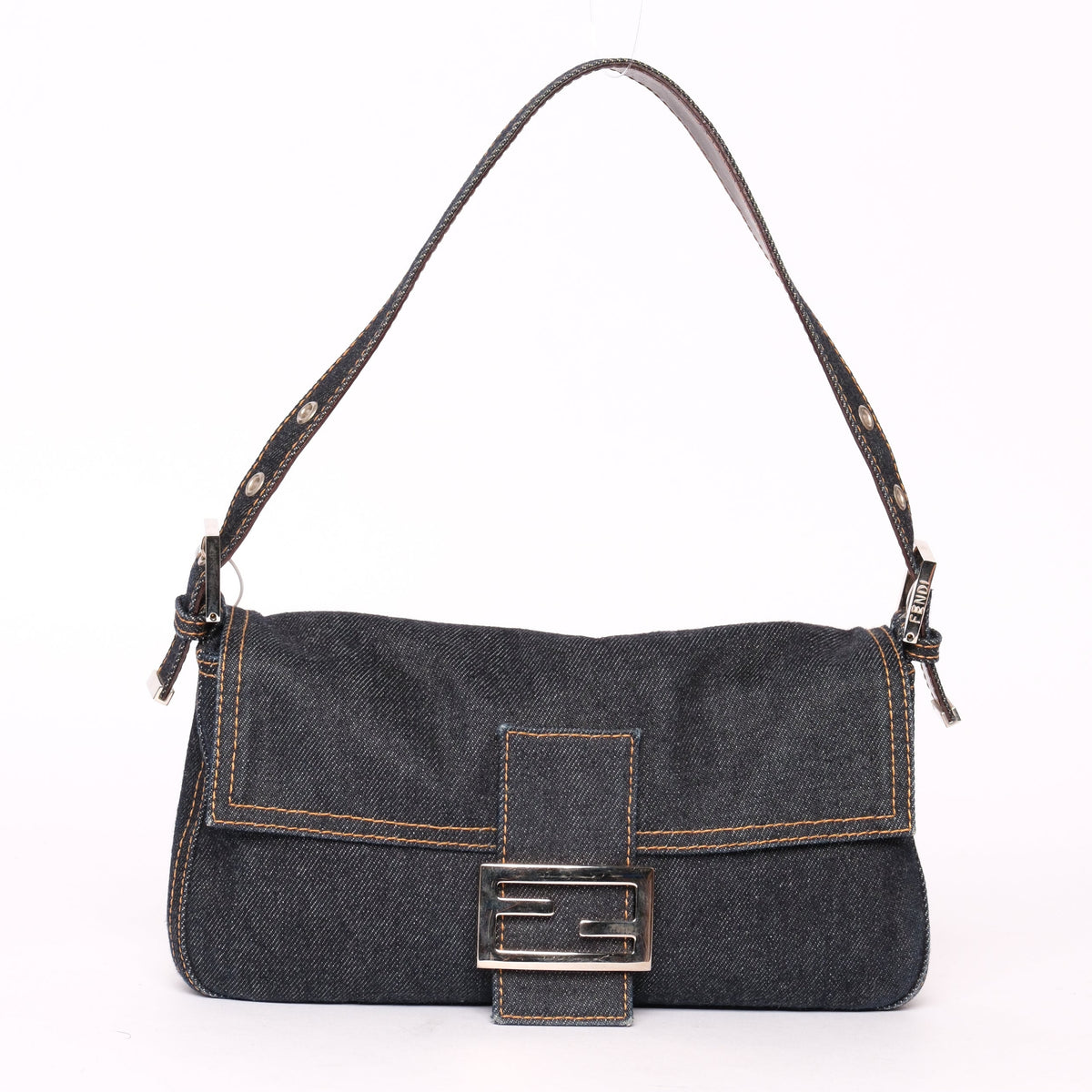 Fendi Denim Baguette Shoulder Bag SHW
