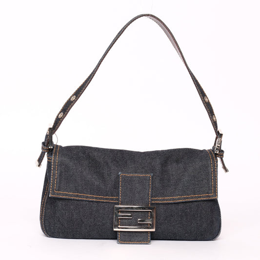 Fendi Denim Baguette Shoulder Bag SHW