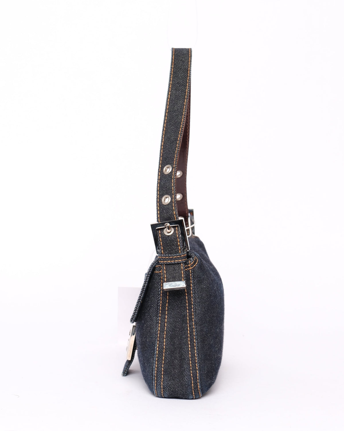 Fendi Denim Baguette Shoulder Bag SHW