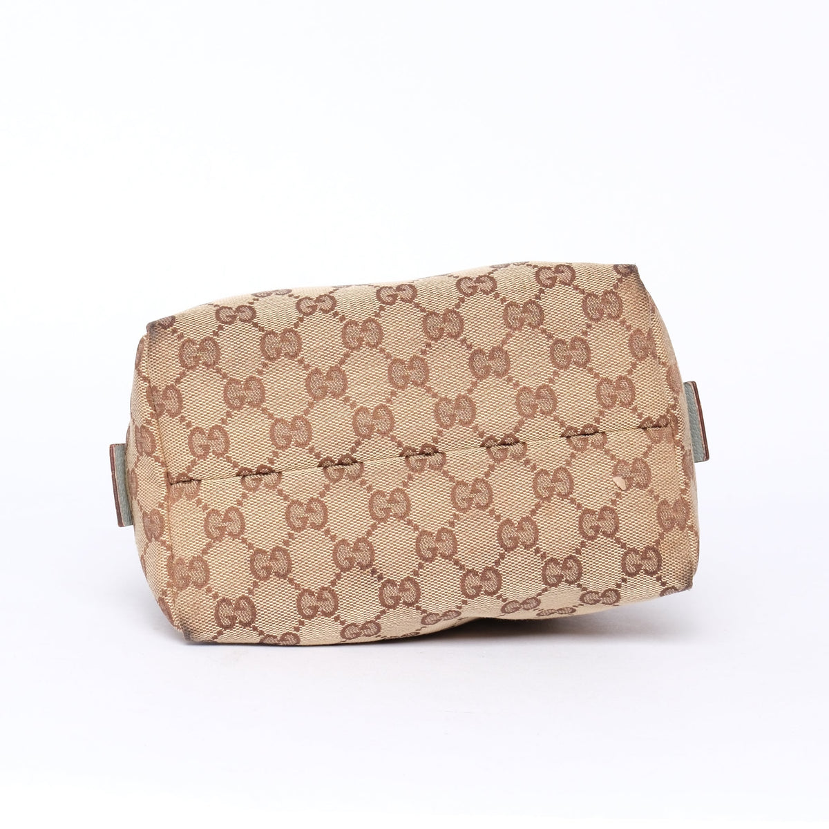 Gucci Brown Monogram Canvas Baby Blue Trim Top Handle Bag