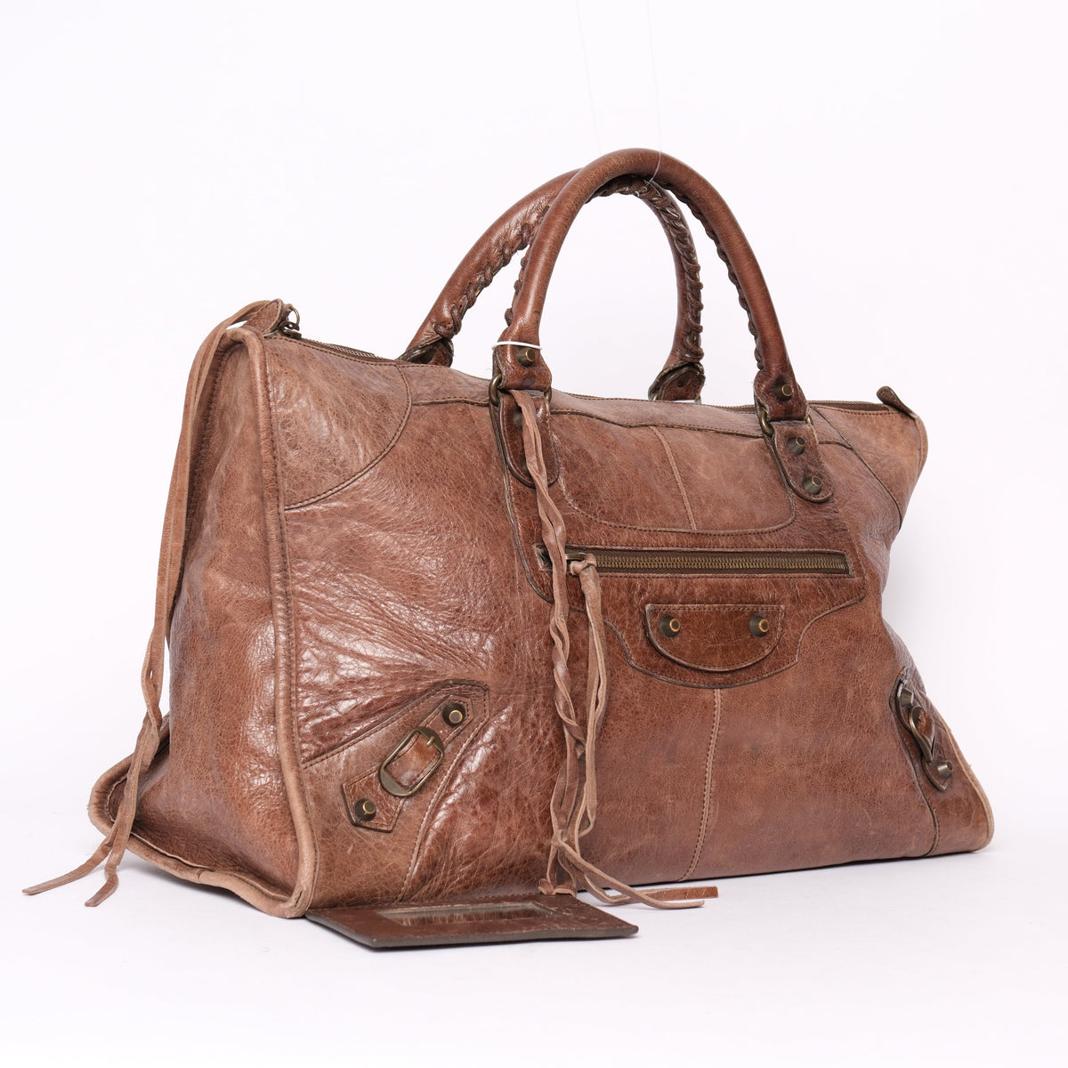 Balenciaga Brown Leather Work Tote w/ Bronze Hardware