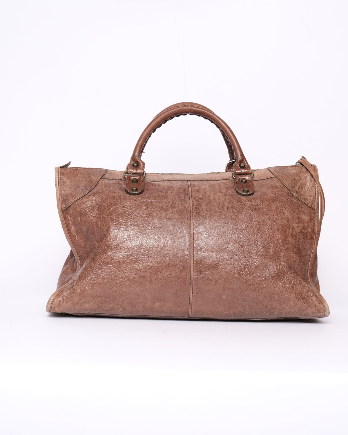 Balenciaga Brown Leather Work Tote w/ Bronze Hardware