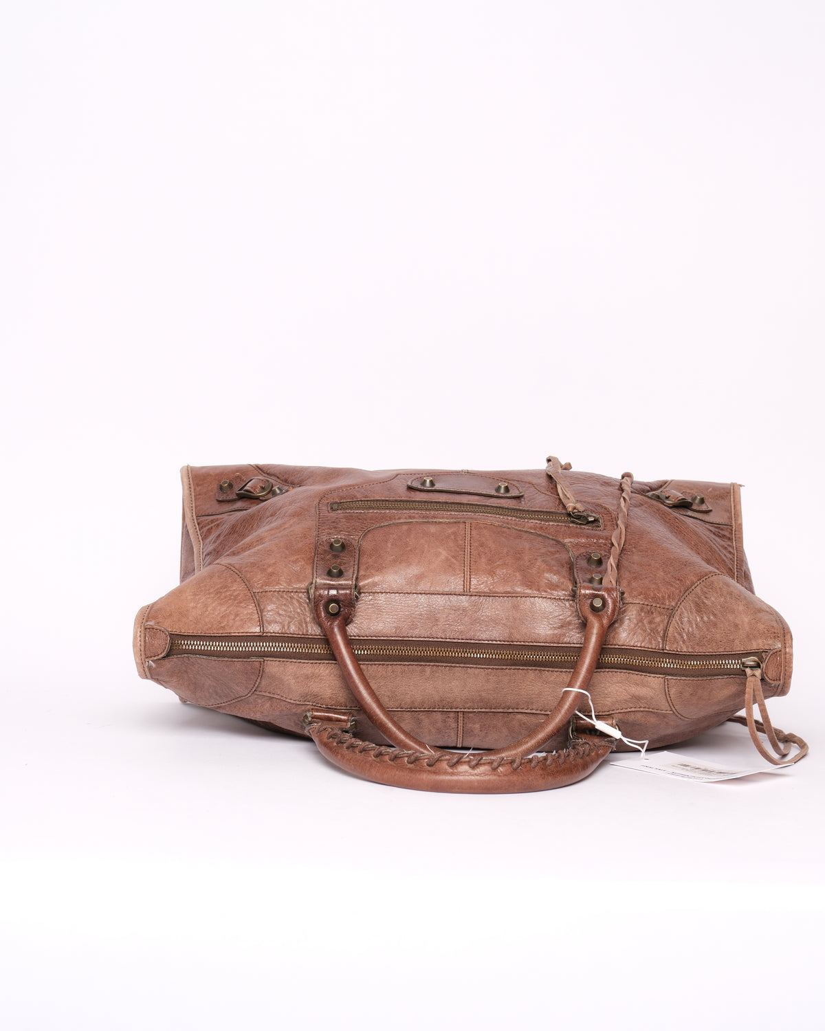 Balenciaga Brown Leather Work Tote w/ Bronze Hardware
