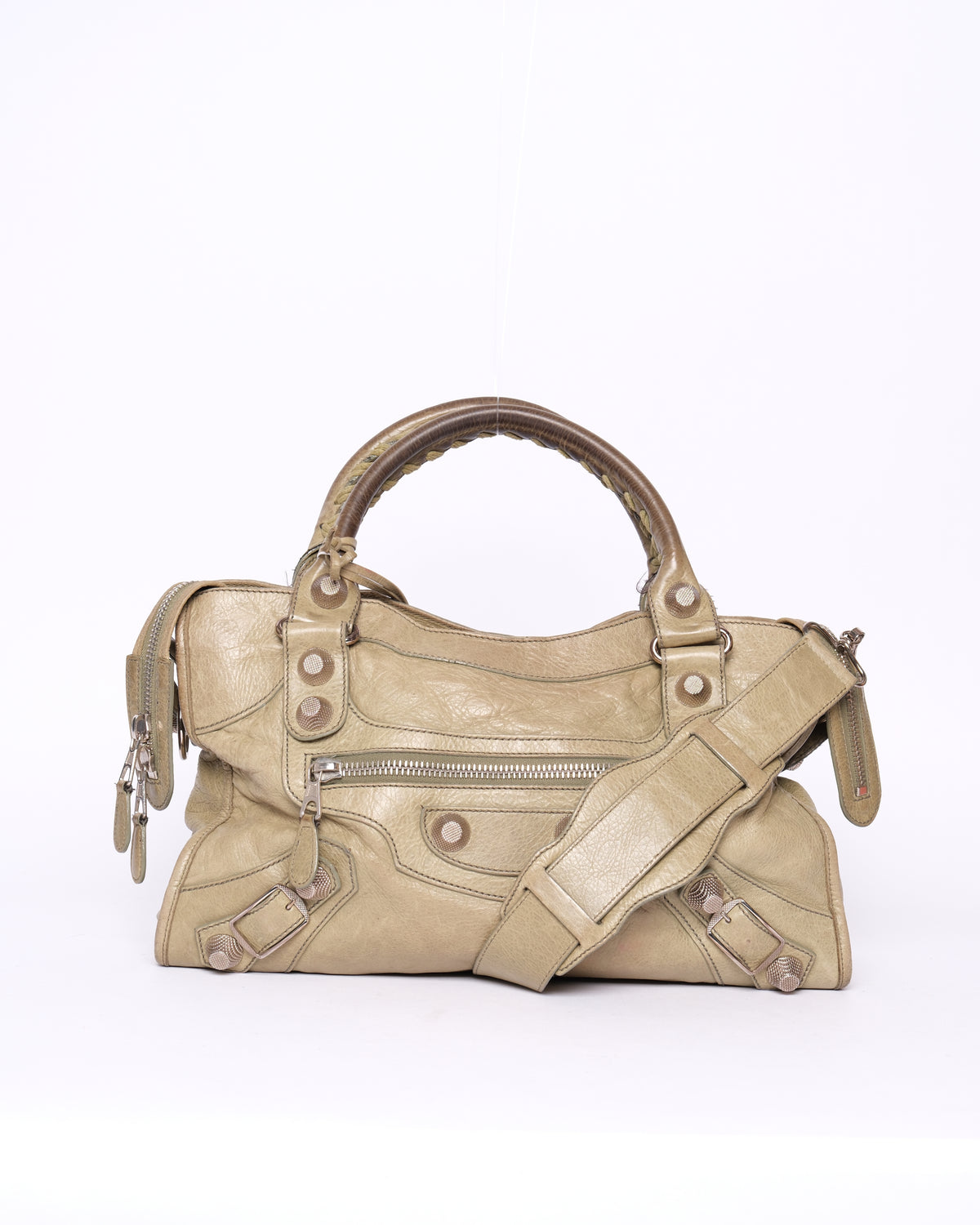 Balenciaga Matcha Green City Bag w/ Silver Giant Hardware