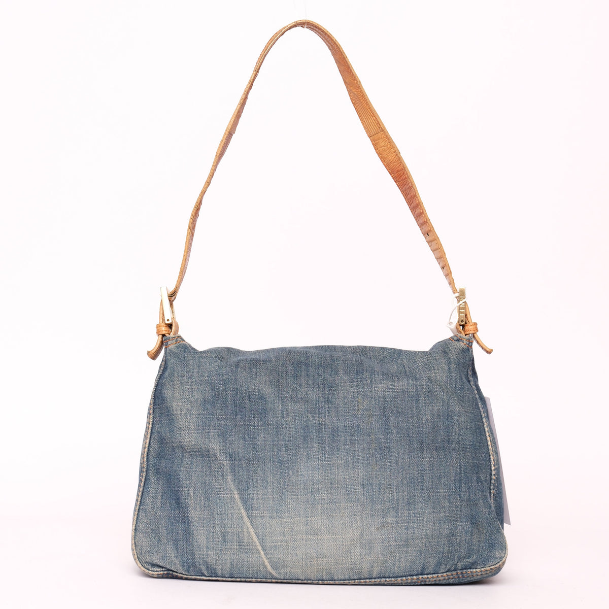 Fendi Denim Mama Baguette w/ Lizard Trim