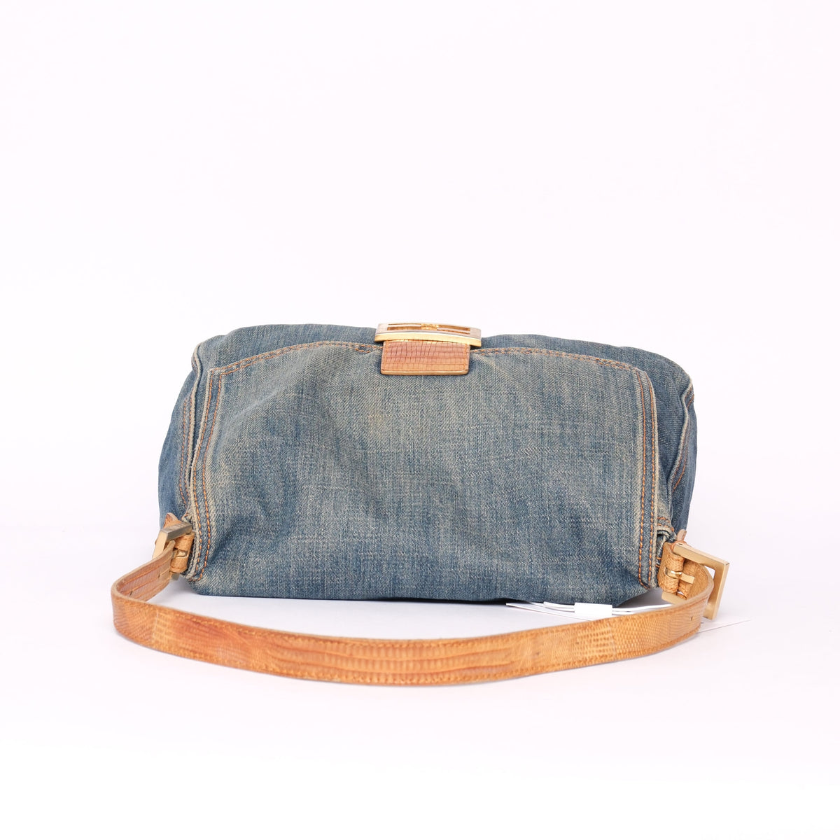 Fendi Denim Mama Baguette w/ Lizard Trim