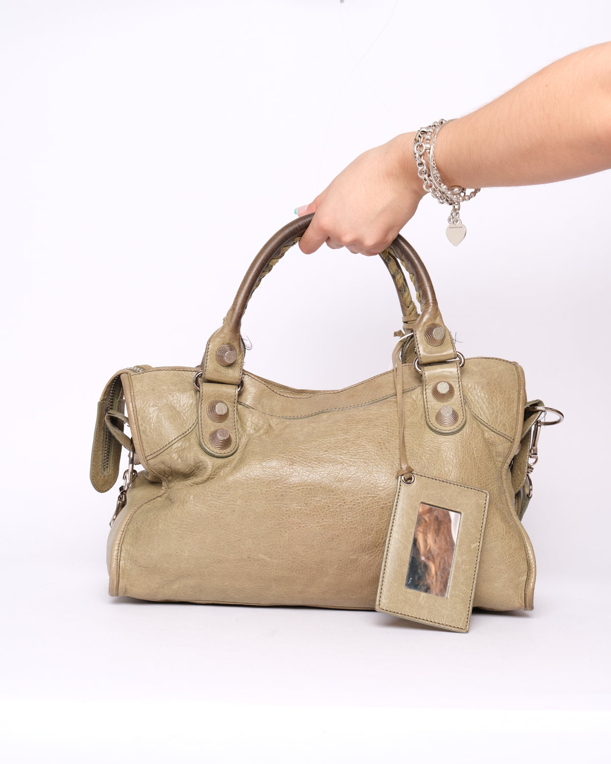 Balenciaga Matcha Green City Bag w/ Silver Giant Hardware