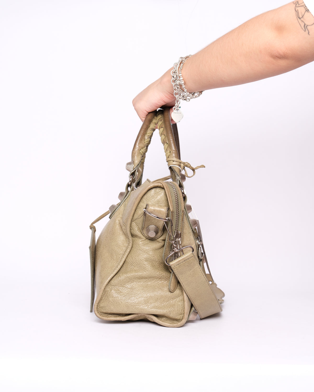 Balenciaga Matcha Green City Bag w/ Silver Giant Hardware