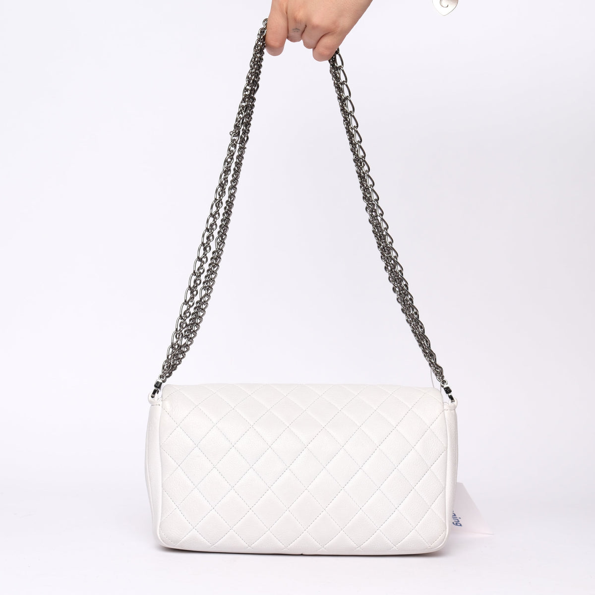 Chanel White Calfskin Leather Quilted Chain Flap (Copy)