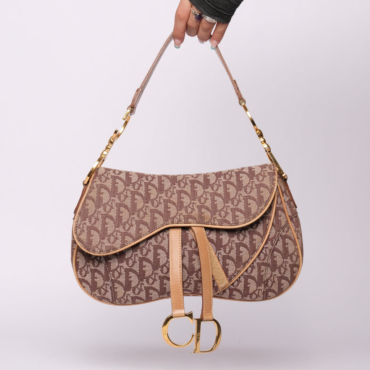 Christian Dior Love Brown Monogram Double Saddle