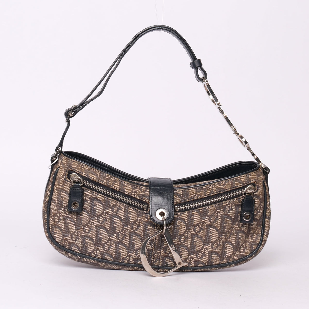 Christian Dior Blue Trotter Monogram Charms Shoulder Bag
