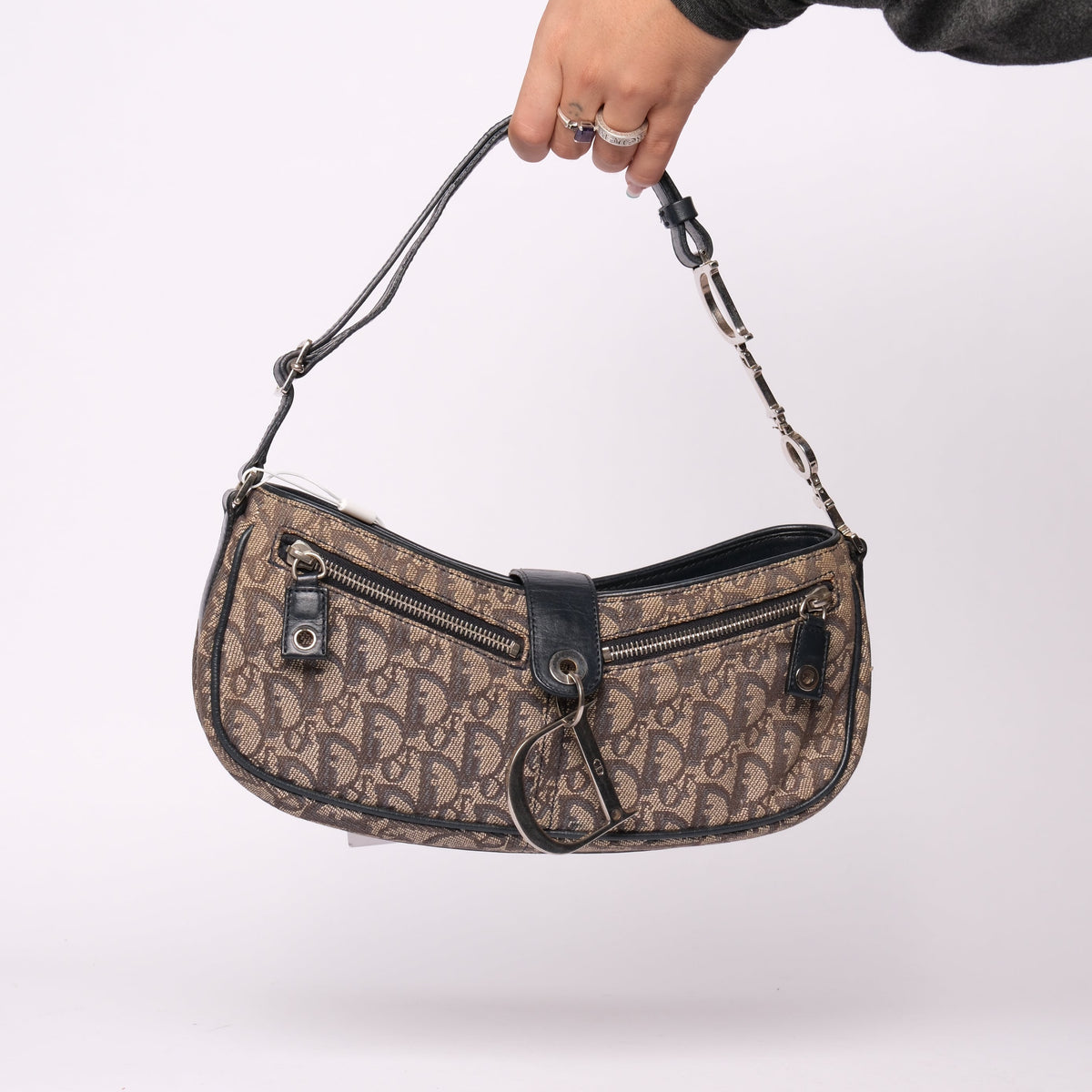Christian Dior Blue Trotter Monogram Charms Shoulder Bag