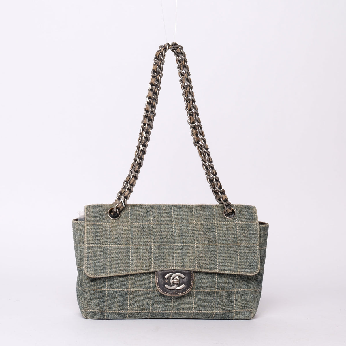Chanel Denim Chocolate Bar Quilted Flap Shoulder Bag